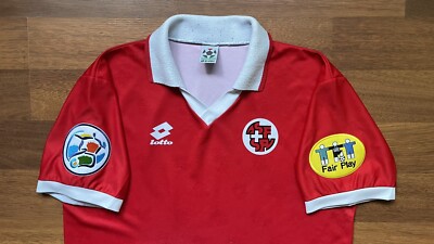 SWITZERLAND LOTTO 1994/1996 FOOTBALL HOME VINTAGE JERSEY SIZE “L