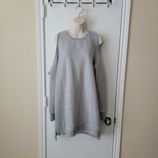 Solutions. Cold Shoulder Lace Up Sweater Dress Large NWT Heather Gray