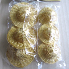 Doll Hat Lot 6 Mini Bamboo Hats Dolls Bears Craft Artisanal Wangs 2 inch VTG NIP