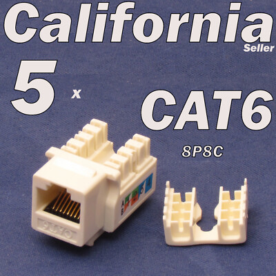 5 Pcs Lot CAT6 Beige Keystone 8P8C RJ45 Network 110 Style Socket Punch Down Jack