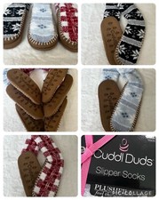 Cuddl Duds Plushfill Plush Christmas Cozy  Soft Slipper Non Slip Socks You Pick