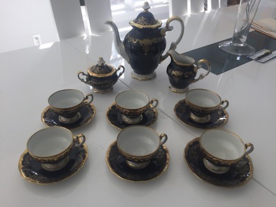 Rare Weimar German Gilded Cobalt Katharina 20003 Tea Set -Brand New-23Pc