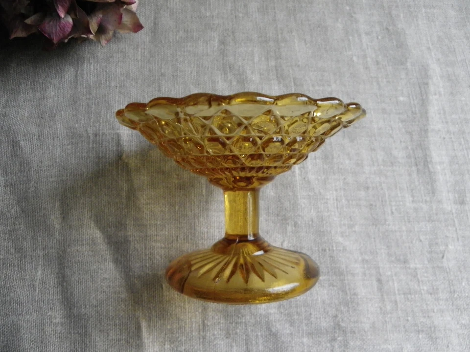 DÎNETTE ANCIENNE - COMPOTIER EN VERRE AMBRÉ - FIN XIXème - Photo 2/4