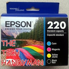 4-PACK EPSON GENUINE 220 BLACK  COLOR INK RETAIL BOX WORKFORCE WF-2660 2026 