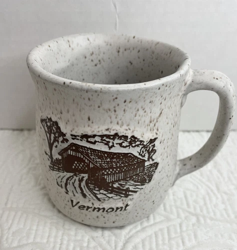 Onion River Bridge Vermont Pottery Neutral Ceramic Coffee Stoneware Mug