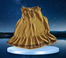 Max Studio Womens Small Blouse Tank Top Yellow Floral Sleeveless Lightweight