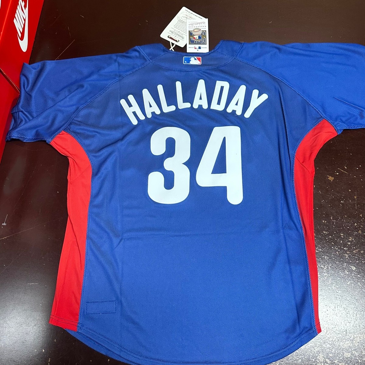 Mitchell & Ness Mens Blue Roy Halladay MLB Philadelphia Phillies