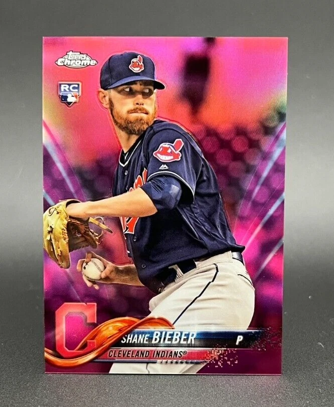 2018 Topps Chrome Update Shane Bieber Rookie Pink Refractor HMT59 Indians