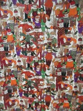 Fall/Autumn Scarecrows Allover w/Cornstalks w/Gold Trim Cotton Fabric SBTY X44
