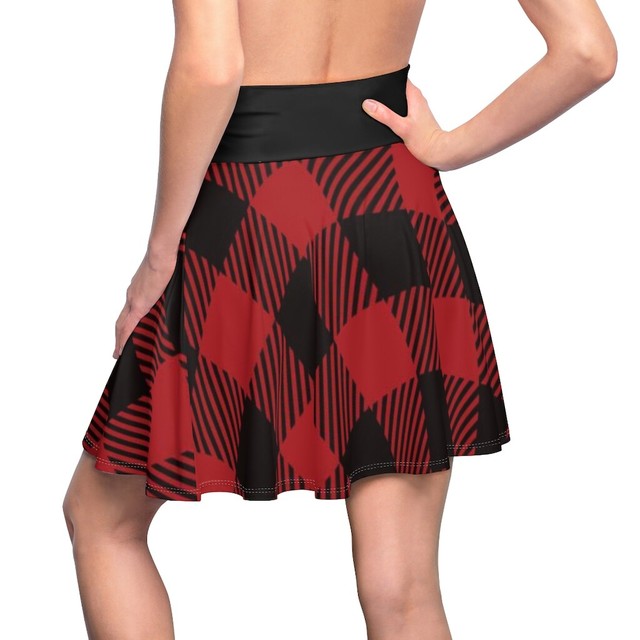 Black & Red Checkered Skater Skirt, Vintage Inspired eBay