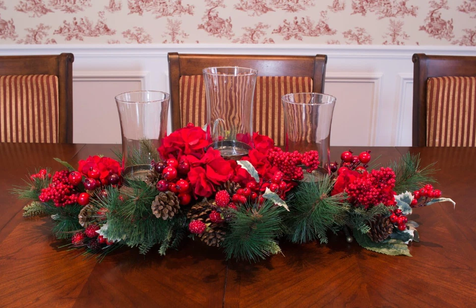 Nearly Natural 4659 Hydrangea Holiday Candelabrum Centerpiece - Image 2 of 4