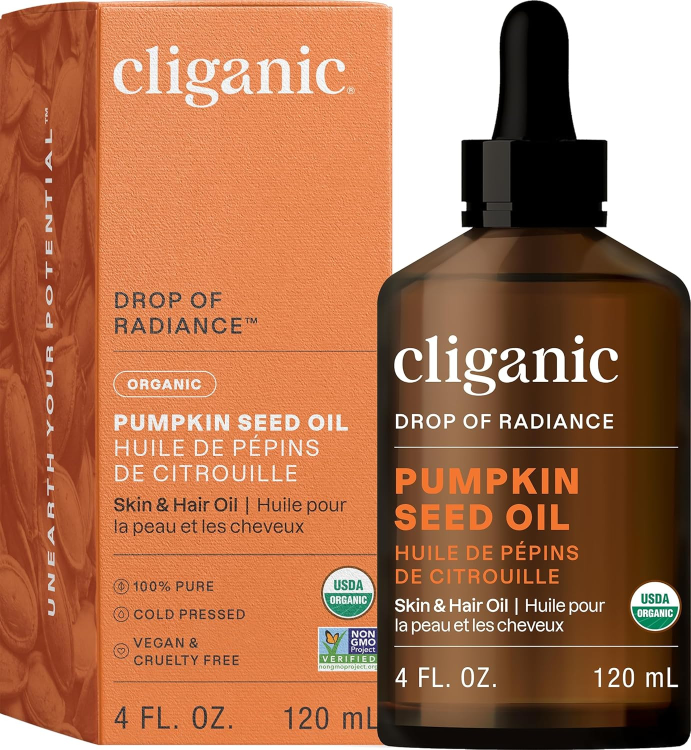 Organic Pumpkin Seed Oil, 100% Pure - for Face & Hair | Natural Cold Pressed Unr