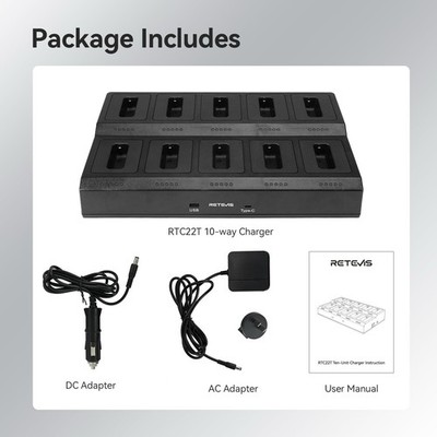 Retevis RTC68T 10-Way Charger Multi Unit Rapid Charger for Retevis RT68 RT68H