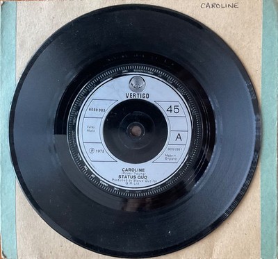STATUS QUO - CAROLINE UK SINGLE VG+. FREEPOST IN UK