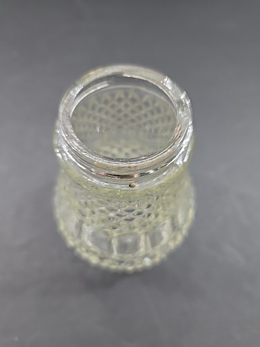 Vtg Diamond Point Cut Glass Sugar Dispenser Clear Chrome Lid Spout Retro Diner - Picture 9 of 10