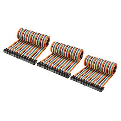 IDC Rainbow Wire Flat Ribbon Cable 64 Pins 48cm Length 2.54mm Pitch 3pcs Type-C