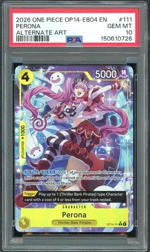 PSA 10 GEM MINT - #111 Perona OP14 The Azure Sea's Seven Alt Art
