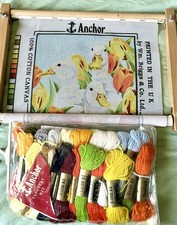 Anchor Tapestry Kit with roller embroidery frame , wool etc  GEESE IN TULIPS