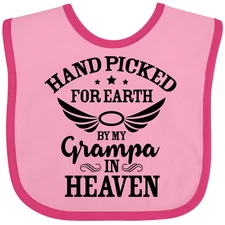 Inktastic Handpicked For Earth By My Grampa In Heaven With Angel Wings Baby Bib