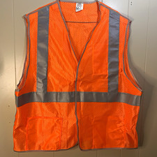 2- Carolina Safety Sport Platinum Series Hi-Vis Orange Mesh Reflective Vest 2XL