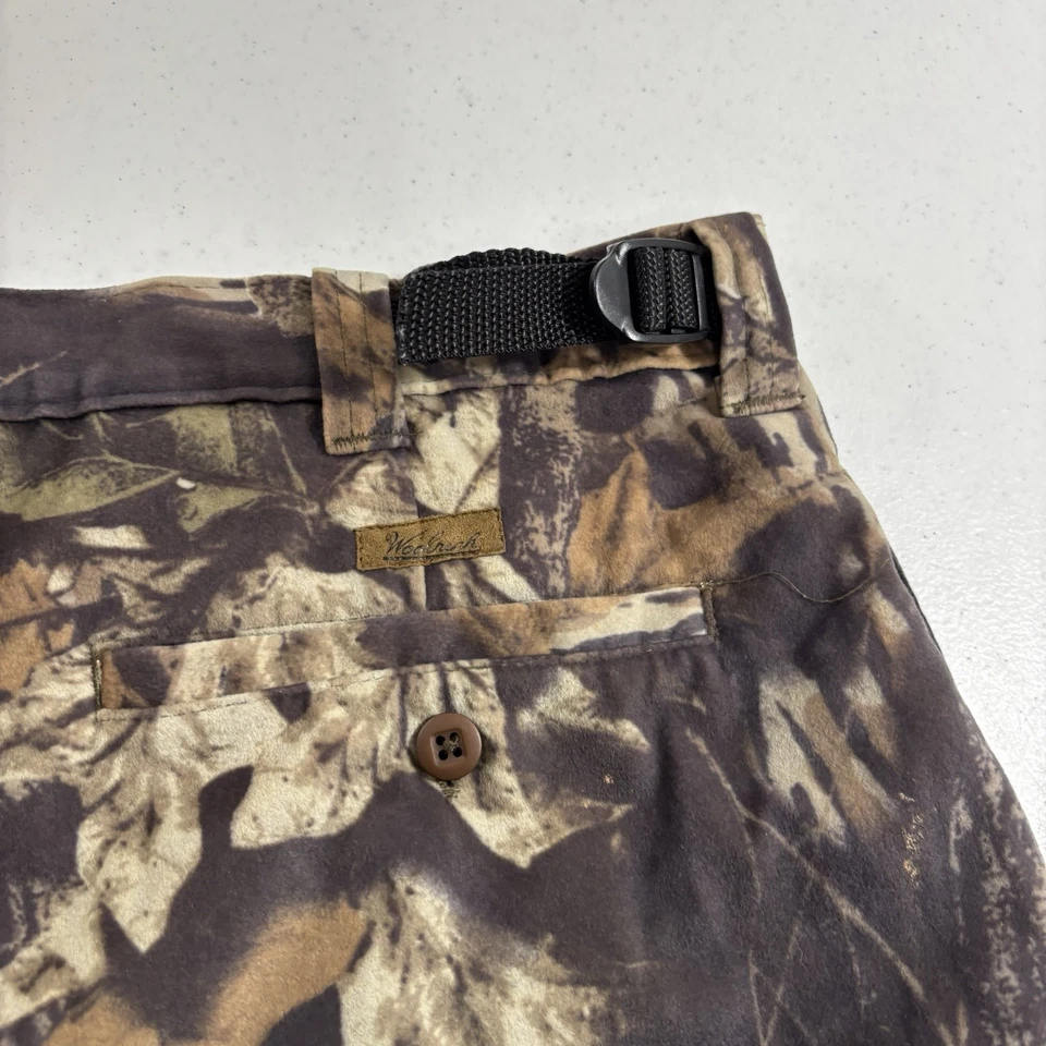 Pantalones cargo camuflados de tela de montar Y2K Woolrich de colección cincha al tobillo roble musgo ruptura 2X Foto 4 de 4