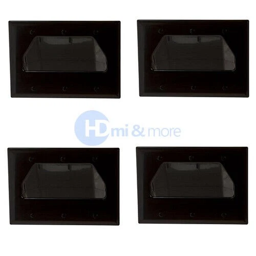 4x Wall Plate 3 Gang Recessed Low Voltage Cable Black