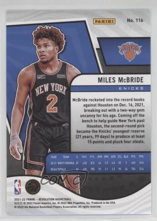 2021-22 Panini Revolution Rookies Chinese New Year Miles McBride #116 Rookie RC - Image 2 of 2