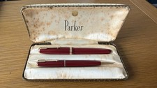 Parker Duofold Red Fountain Pen And Mechanical Pencil Set