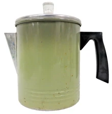 Vintage Chilton Ware Green Aluminum Coffee Percolator Pot Stovetop Camping