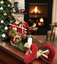 Christmas Fairy Elf Shelf Sitter 23” Posable Mantel Tabletop Top Hat W/ Ornament
