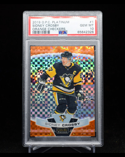 SIDNEY CROSBY 2019-20 OPC PLATINUM - ORANGE CHECKERS #5/25, PSA 10, CARD #1