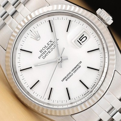 Rolex Herren Datejust 16014 Weiß 18K Gold Stahl Uhr Mit / Jubiläum Uhrenarmband
