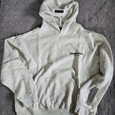 Essentials Fear of God white Fleece Pullover Hoodie Hooded Logo Pockets