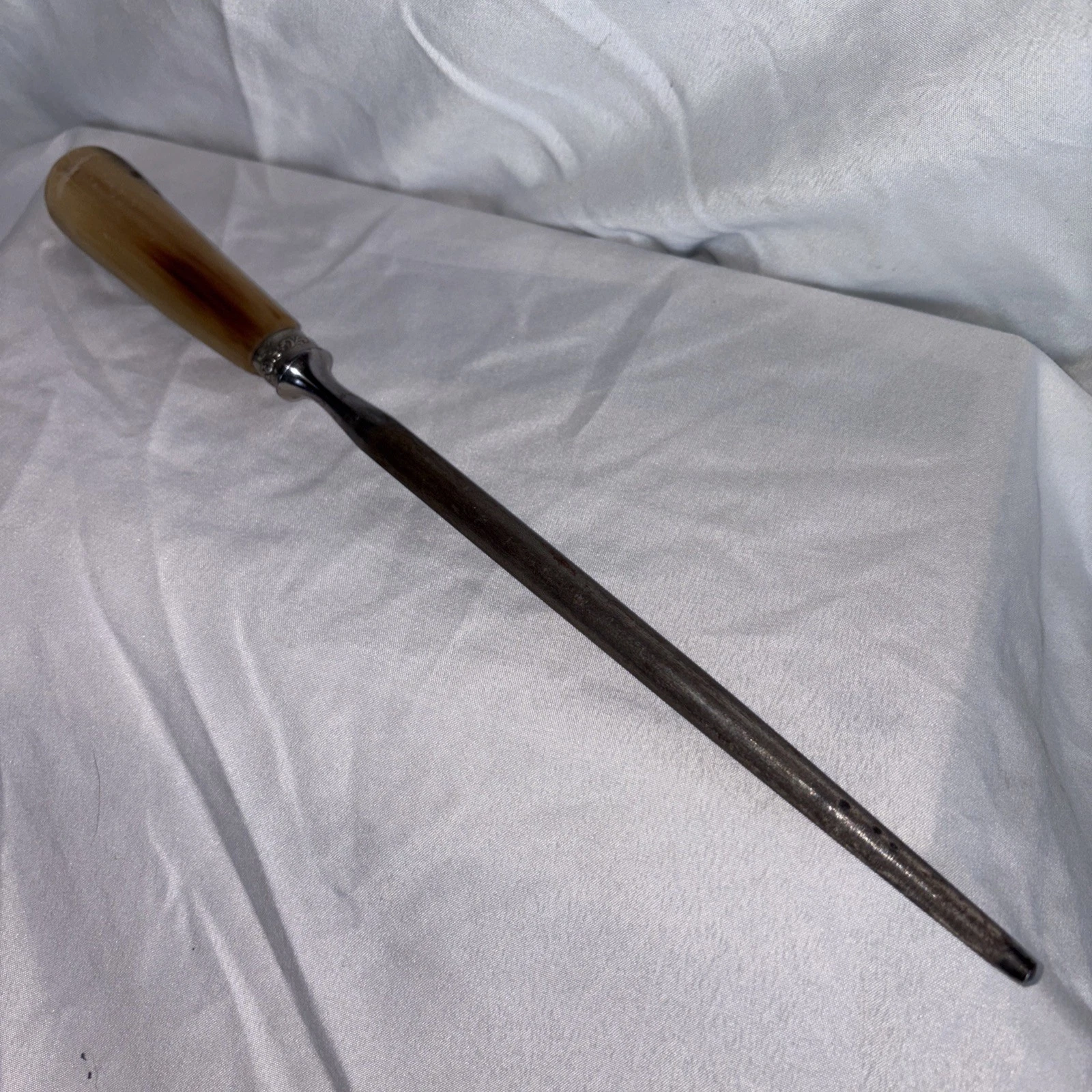 Vintage knife sharpener rod Horn Bone Handle