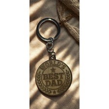 Wooden Laser Cut engraved keychain for father's day Gift Present For Dad