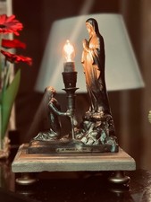 Antique French Bronze Table Lamp “Le Miracle du Cierge” A. Richir c.1905–1910