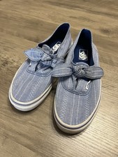 Vans Girls Knotted Skate Shoes Lace Chambray Sneakers Sz 3 Very Good Condition