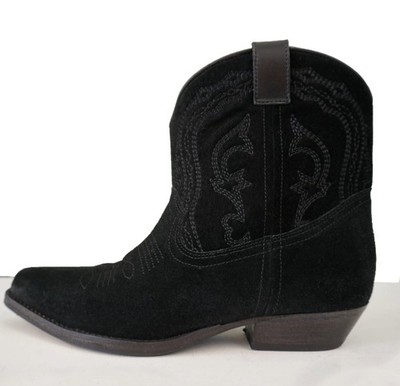 Ba&Sh sz 37 Colt Short Black Suede Cowboy Western Boots WORN 1x 6.5