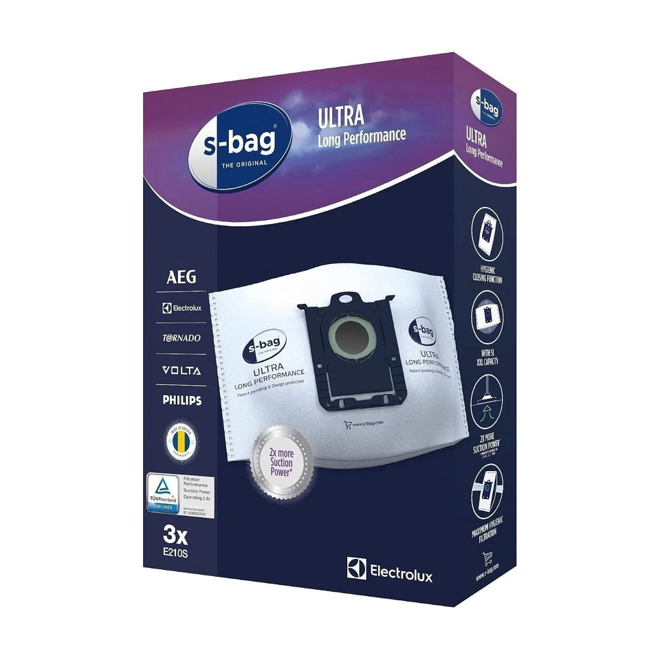 Sacs aspirateur Electrolux S-bag E210S 3 pièces 5 L haute filtration - Photo 1/4