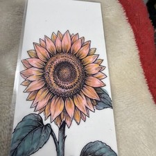 Sunflower / HAND COLORED BOOK MARK. Laminated