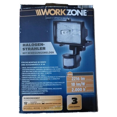 WorkZone 40598 Bewegungsmelder Außenleuchte Fluter Schwarz IP44