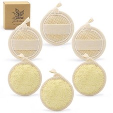 Exfoliating Loofah Sponge Pads Face loofa Brush 6 Pack 3.15 inches Made of 10...