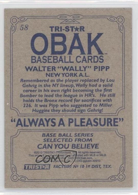 2010 TRISTAR Obak Wally Pipp #58 - Image 2 of 2