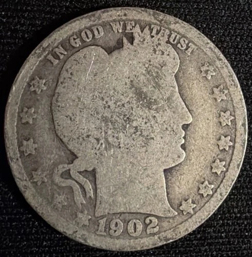 1902 25c Barber Quarter 90% Silver