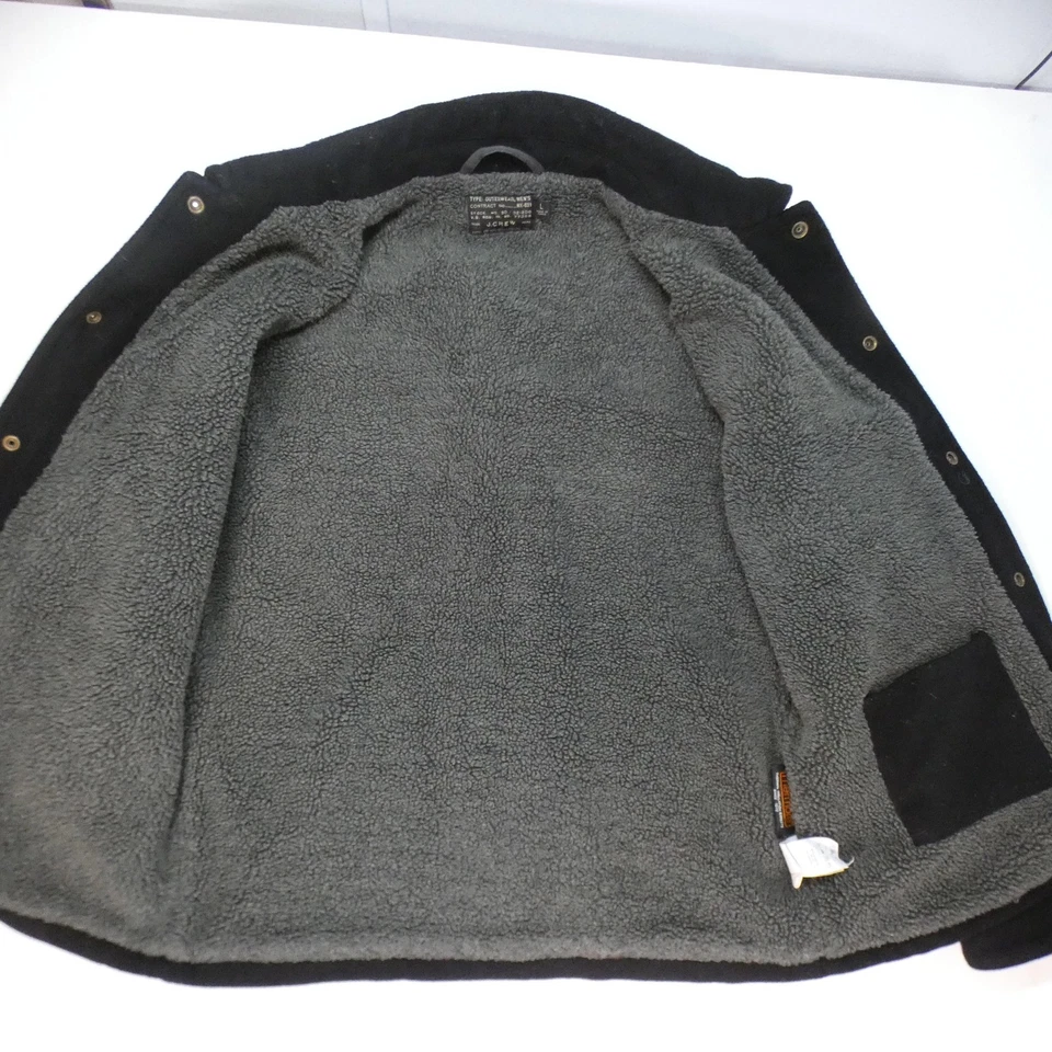 J Crew Military Jacket Mens Large Black Wool Sherpa Lined PeaCoat NX-631 77388 - Image 3 of 4