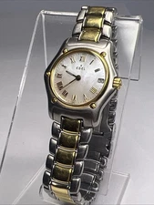 Ebel Ladies 1911 Quartz Date Watch MOP Dial 18K Gold Bezel Box Papers & Manual