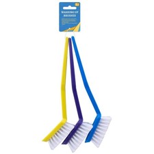 Washing Up Brushes Pack Of 3 Removes Burnt Food & Grease Easily Non Slip Grip