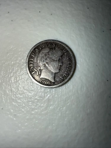 1906-D Barber Dime In VF Condition Circulated Ungraded