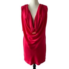 Zara Pink Shift Dress Size M Sleeveless Deep V- Neck New Party Cocktail