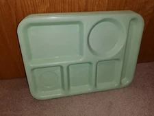 Lot of (6) 6-Compartment Divided SiLite 614 Vintage Meal Food Trays Mint Green